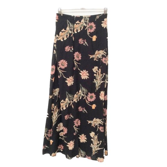 Ultra Pink Black & Floral Midi Skirt Size 9 - Picture 2 of 6